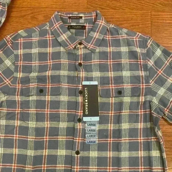 Lucky Brand HUMBOLDT PLAID WORKWEAR Button Down Long Sleeve Shirt Size Large NWT - Picture 2 of 8